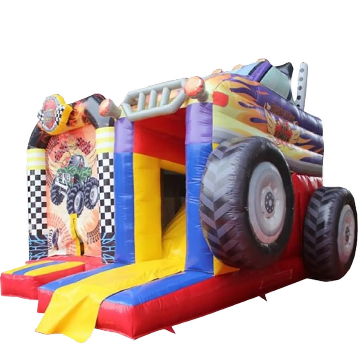 Mobile-color-Mobilfunkladen-a Monster Truck aufblasbare Hüpfburg und Rutsche Kombination